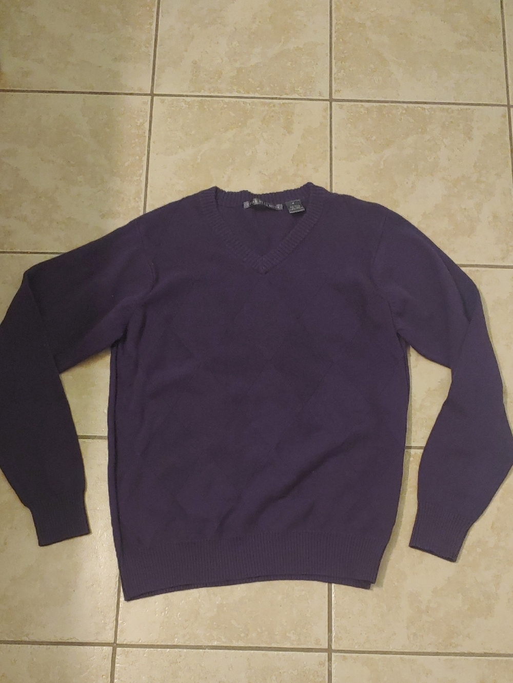 Oscar de la Renta Purple V-Neck Sweater 100% Cotton Men's Size M